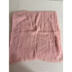 Tahari Scarf Wrap Blush Pink semi sheer crinkle Frayed Fringe Lightweight Shawl